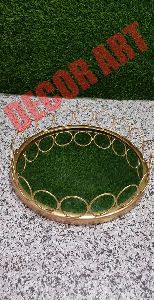 Metal Gold Ring Mirror Tray