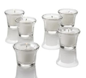 White Cylindrical Shaped Glass Candle Set
