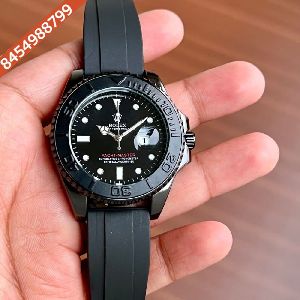 Rolex Yacht Master Full BlackRubber Strap Automatic Watch