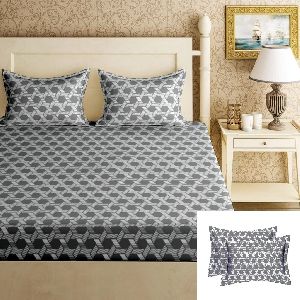 double bed black geometric flat bedsheet