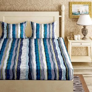 double bed mix blue flat bedsheet