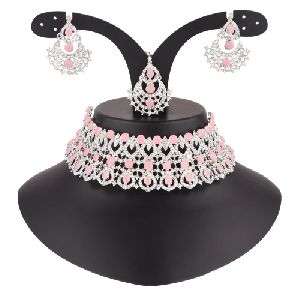 Pink Stone Necklace Set