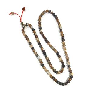 Botswana Agate / Sulemani Hakik Jaap Mala Rosery for Pooja and Astrology (108+1 Beads; Bead Size : 6