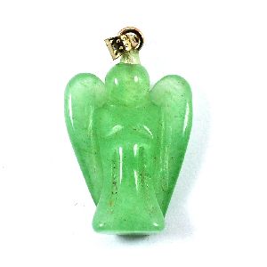 Green Jade Angel Lucky Angel Pendant Natural Crystal Stone Handcrafted Size 1 Inch approx.