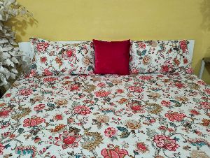 Anokhi Multicolor Printed Cotton King Size Bedsheet 