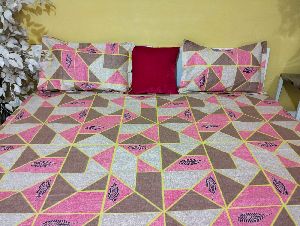 Brown Pink Double Bed Sheet