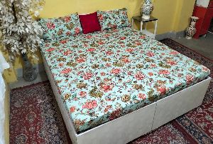 Multicolor Anokhi Printed Cotton King Size Bedsheet
