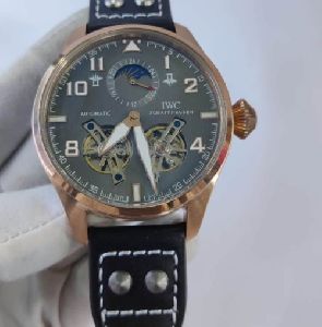 I W C Big Pilot Double Tourbillon Rose Gold Grey Dial Swiss Automatic Watch