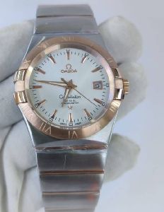 Omega Constellation Double Eagle Rose Gold White Dial Stick Marker Swiss Automatic Watch
