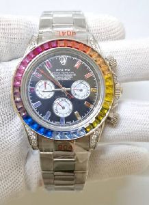 Rolex Daytona Rainbow Silver Swiss Automatic Watch