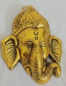 Golden Metal Ganesh Ji Face Artifact