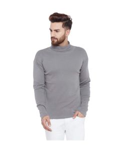 Men Grey High Neck T-Shirt