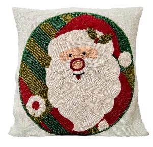 Handmade Christmas Santa Beaded Cushion Cover