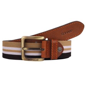 SCHARF Men's Twister Canvas Series Genuine Leather Belt