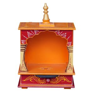 Orange & Red Hand Carved Wooden Temple