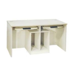 Rectangular Plain Polished Wooden Double Computer Table, Color : White