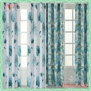 Blue Floral Printed Curtain