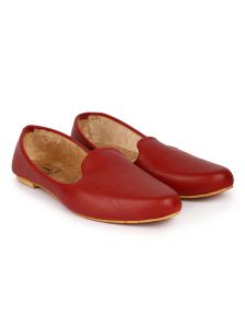 House Of Jutti Men Maroon Ethnic Fabric Handcrafted Embellished Loafers with Resin Sole