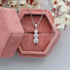 Diamond Three Stone Bar Pendant