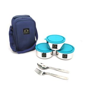 nyra stainless steel office use lunch tiffin box bag