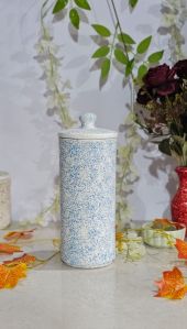 1Kg Sky Blue Print Ceramic Jar