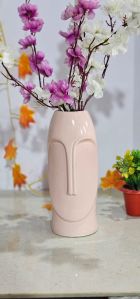Ceramic Face Shape Pink Flower Pot