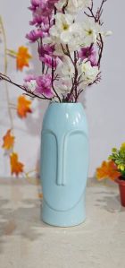 Ceramic Face Shape Sky Blue Flower Pot
