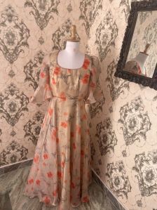 Organza Floral Print Party Wear Gown
