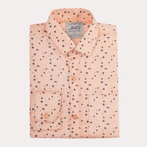 Mens Cotton Orange Printed Shirt