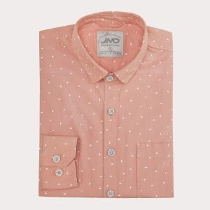 Mens Cotton Peach Dot Print Shirt