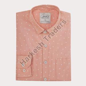 Mens Cotton Peach Dot Print Shirt