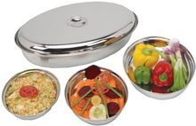 Stainless Steel Oval Curry Dish with Cover