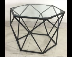Metal and Glass Side Table For Drawing Room