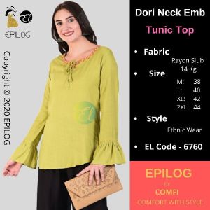 EPILOG Dori Neck Embroidery Tunic Top