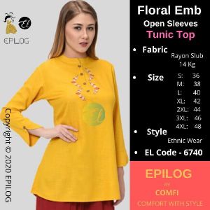EPILOG Floral Embroiderry open SleevesTunic Top