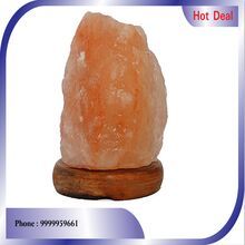 Wooden Base Crystal Rock Salt Lamp