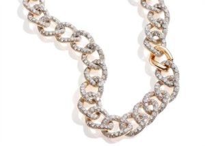 Gold Plated CZ Studded Mens Curb Chain
