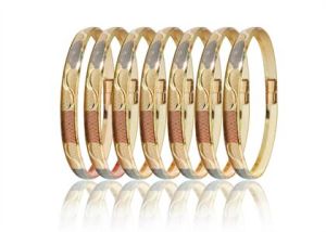 Three Tone Plated Lock Bangle