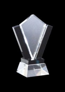 Blue Crystal Customized Glass Crystal Trophy ( Height 8 