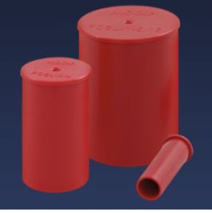 FLANGE CAP LONG FOR 0.3125" (5/16") STR THRDS LDPE RED