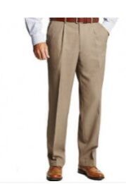 Solid Beige Formal Trousers