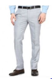 Solid Light Grey Formal Trousers