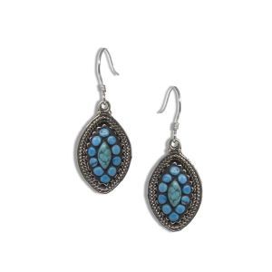 Oxidised Silver Turquoise Marquis Earring