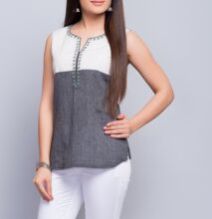 Cotton Thread Embroidered Casual Top