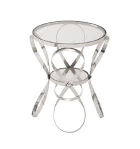 Glass Top and Infinite Shape Stainless Steel Base End Table
