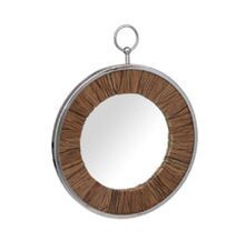 stainless round mirror with metal frame