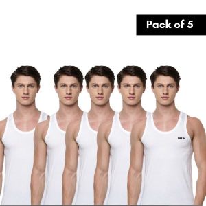 Wild We Economy Sleeveless cotton vest For Men (Pack of 5) - L Size
