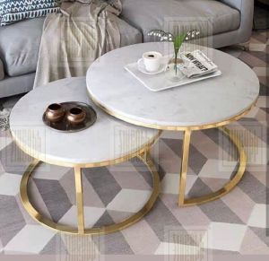Nesting Side Table With Marble Top
