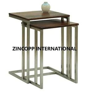 Square Stainless Steel Nesting Table Set of 2