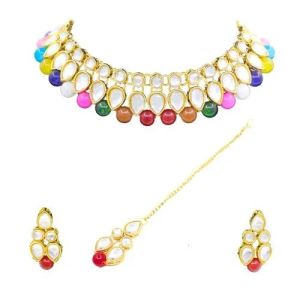 Kundan Beads Choker Necklace Set
